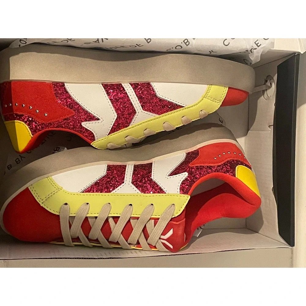 C.O.B.‎ Neon Flare Glitter Wings Red Yellow White Women's Sneakers Size 38